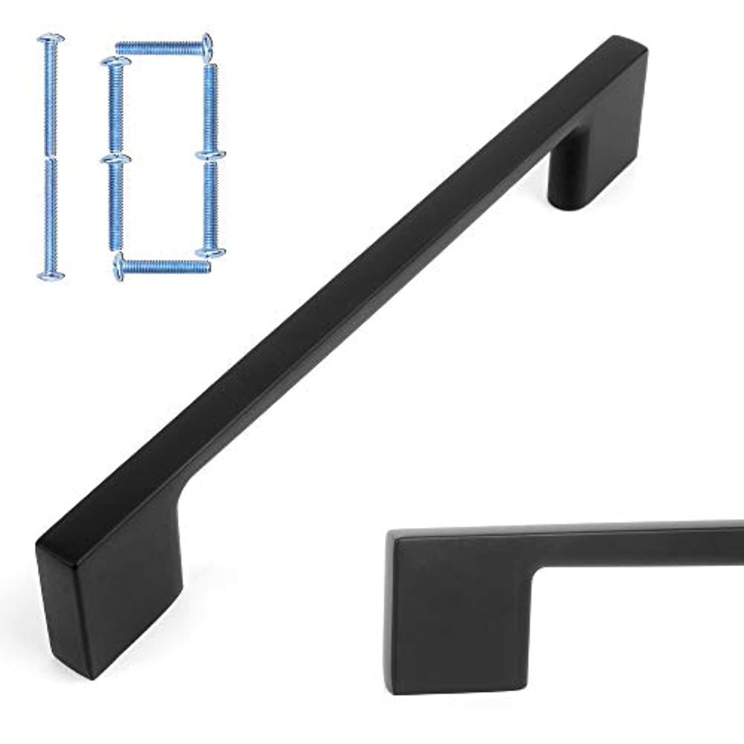 koofizo wide foot cabinet bar pull - black modern solid handle, 5 inch/128mm screw spacing, 10-pack for kitchen cupboard door