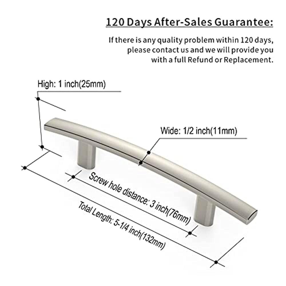 &#226;&#128;&#142;Amerdeco amerdeco 25 pack brushed satin nickel 3 inch(76mm) hole centers kitchen cabinet pulls hardware modern kitchen handles for cab