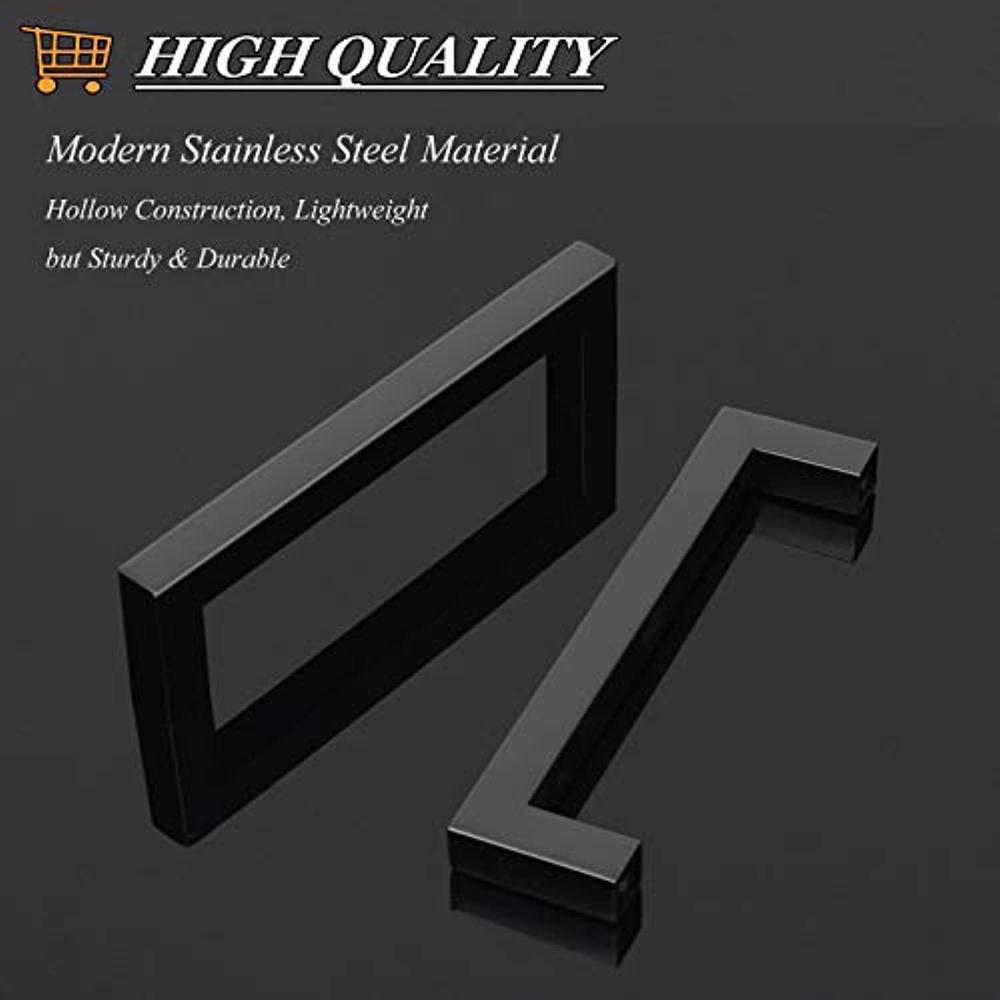 probrico 5 pack matte black bar cabinet pulls 3 3/4" hole centers stainless steel square dresser drawer pulls handles bedroom