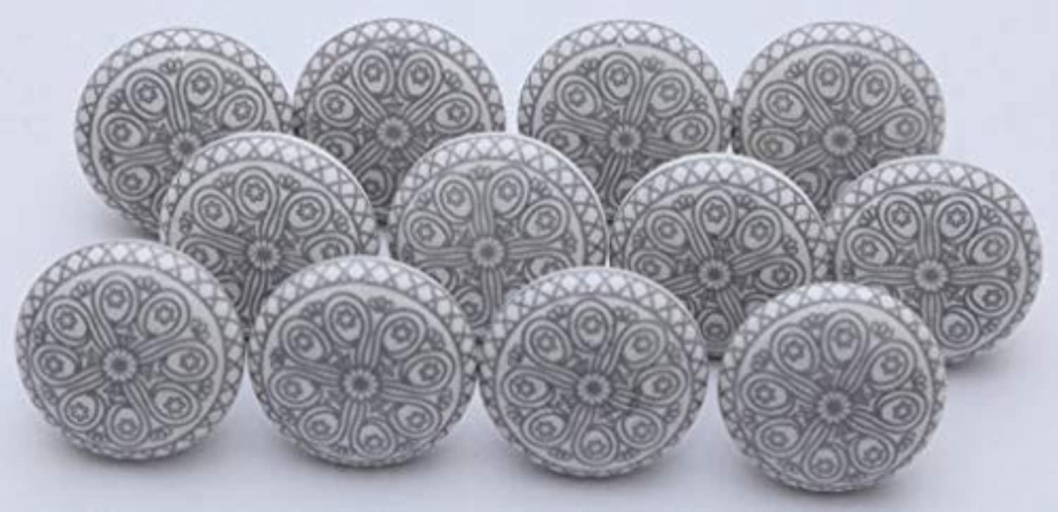 ajuny set of 10 indian ceramic knobs grey and white for dresser drawers chest cupboard bathroom cabinet kitchen