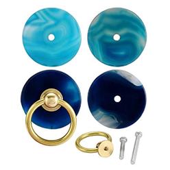 lpraer agate cabinet ring pulls set of 4 natural stone decorative round ring pulls handles with screws for dresser drawers wa