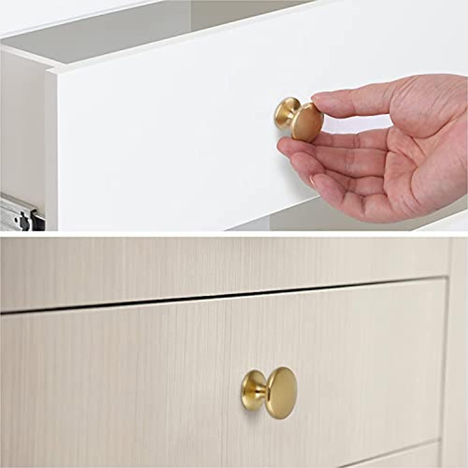 biglufu 1 inch drawer knobs, 6-pack brass kitchen cabinet knobs, 27mm diameter dresser knobs drawer pulls, door knobs dresser