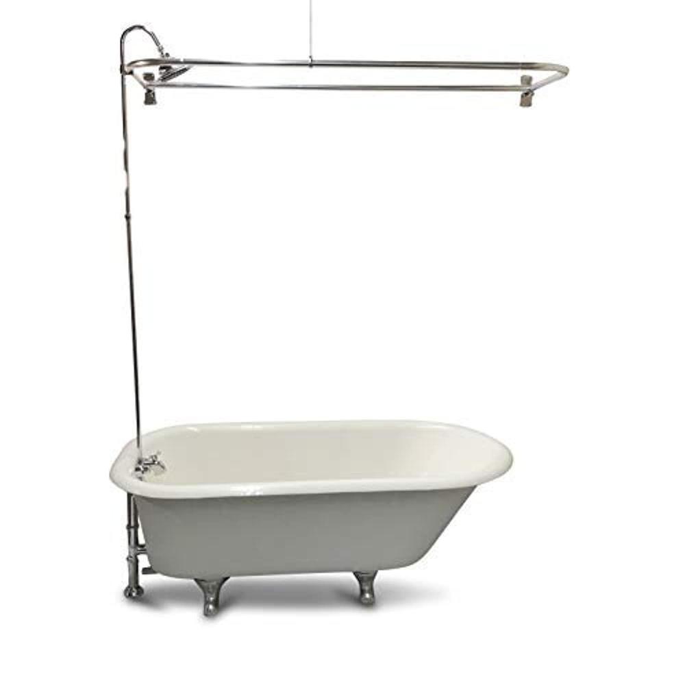 my plumbingstuff rx2300j jumbo clawfoot tub add-a-shower - 60? d-style shower rod with shower rings - jumbo chrome-bell showe