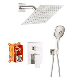 pop sanitaryware pop shower system brushed nickel bathroom rainfall shower faucet set complete wall mounted 8 inch shower head and handle set 