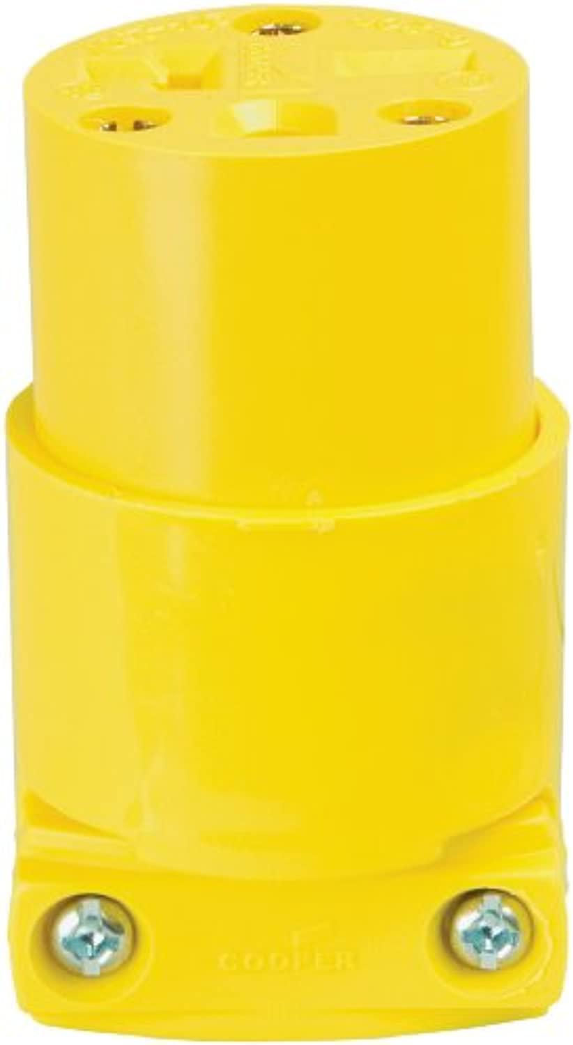 eaton wiring 4229-box commercial grade thermoplastic vinyl straight connector with 20-amp, 250-volt, 6-20-nema rating, yellow
