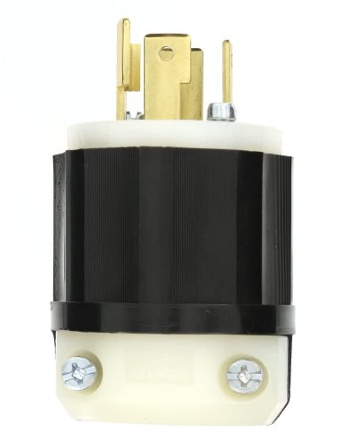 leviton 2751 30 amp, 120/208 volt 3py, nema l18-30p, 4p, 4w, locking plug, industrial grade, non-grounding - black-white