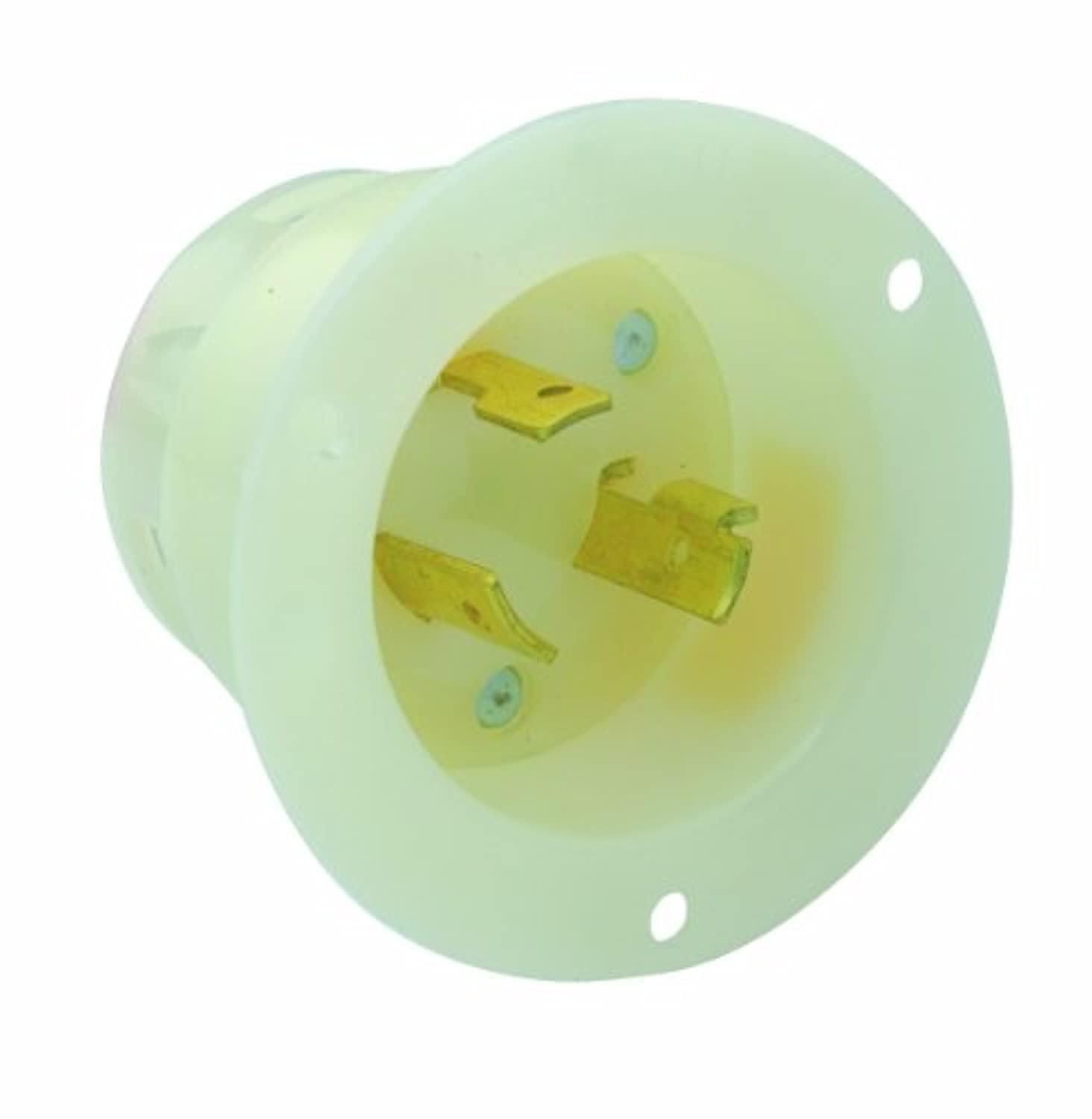 leviton 2345 20 amp, 480 volt, flanged inlet locking receptacle, industrial grade, grounding, white