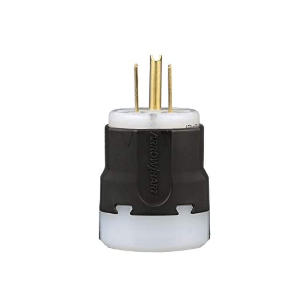 eaton ah5266 wiring arrow hart impact resistant ultra grip plug, 125 vac, 15 a, 2 p, 3 w, black, 4.4 x 1.8 x 1.9, white