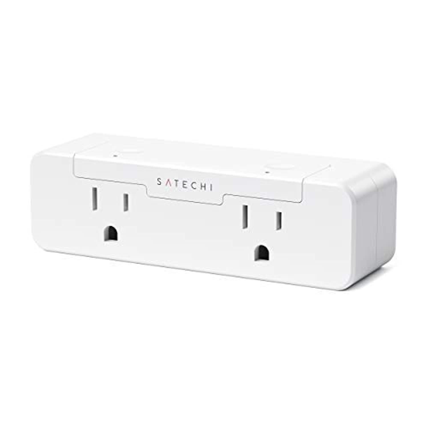 satechi dual smart outlet with real-time power monitoring - wi-fi smart plug 2.4ghz enabled - works with apple homekit (usa, 