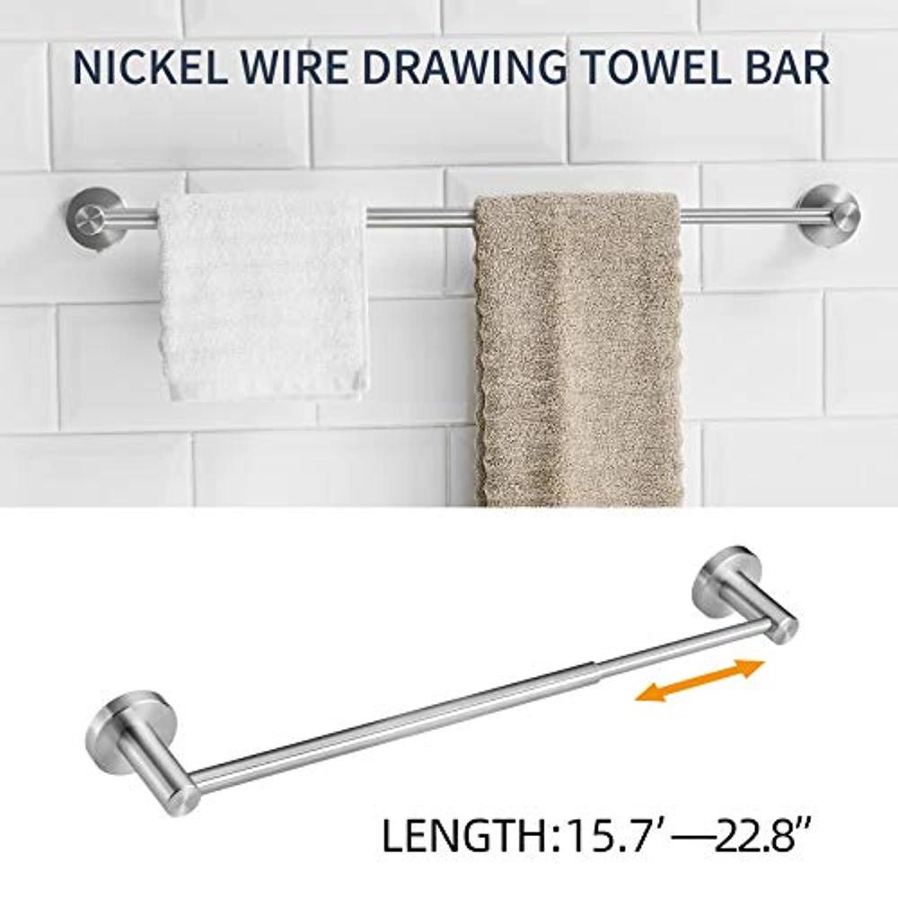 hoimpro adjustable 15.2 to 27.8 inch single towel bar for bathroom , expandable sus304 stainless steel bath towel holder, wal