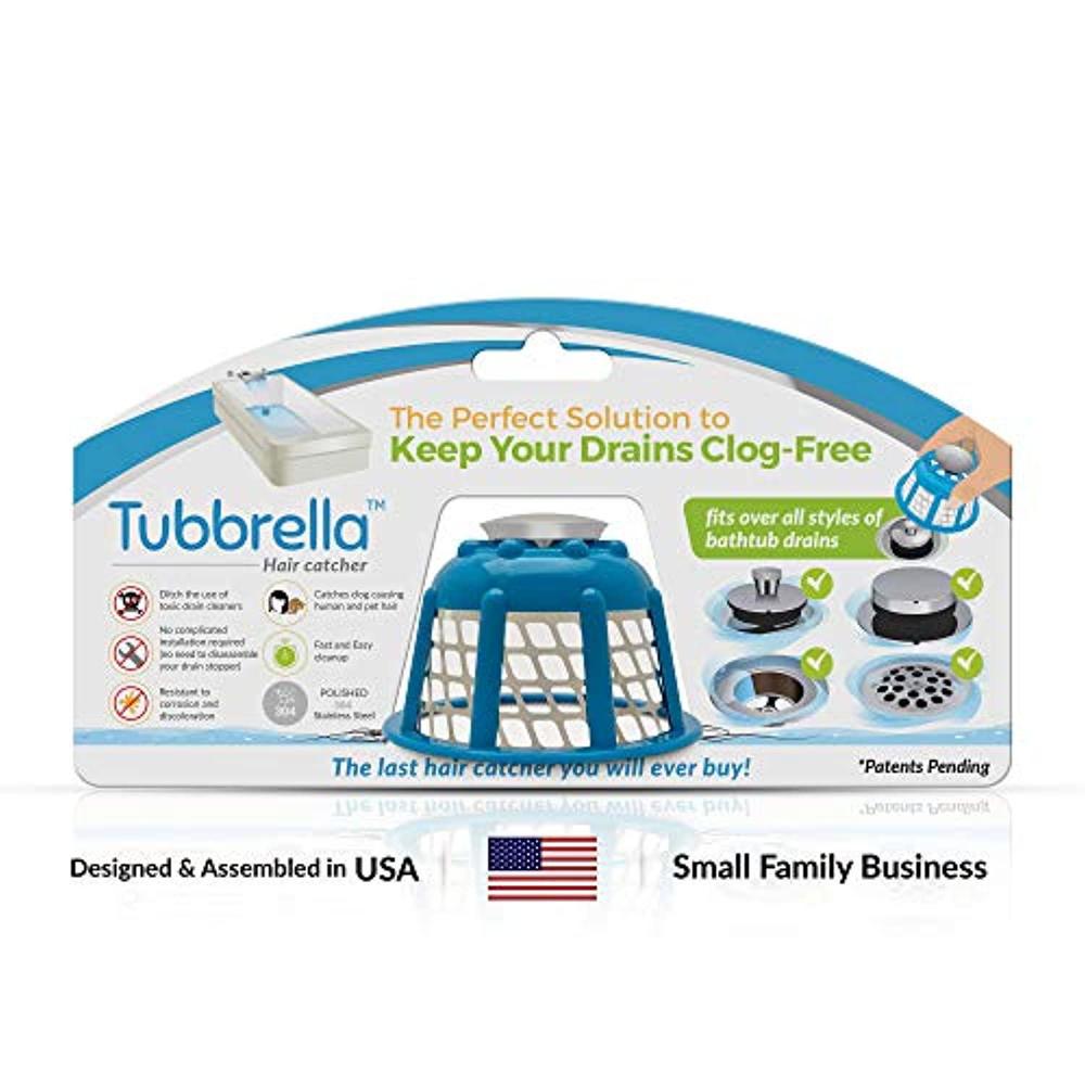 tubbrella the most innovative bathtub drain strainer/hair catcher (blue)