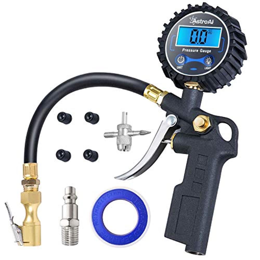 astroai digital tire inflator with pressure gauge, 250 psi air chuck and compressor accessories heavy duty with rubber hose a