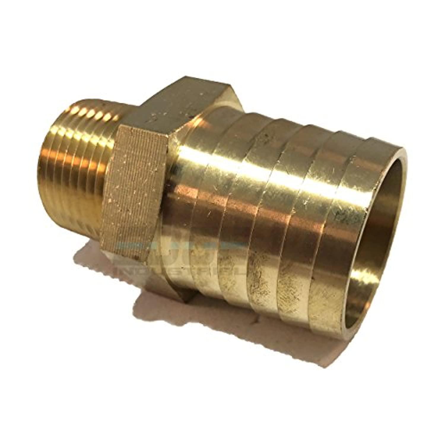 edge industrial 1-1/4" hose id to 3/4" male npt mnpt straight brass fitting fuel / air / water / oil / gas / wog (qty 1)