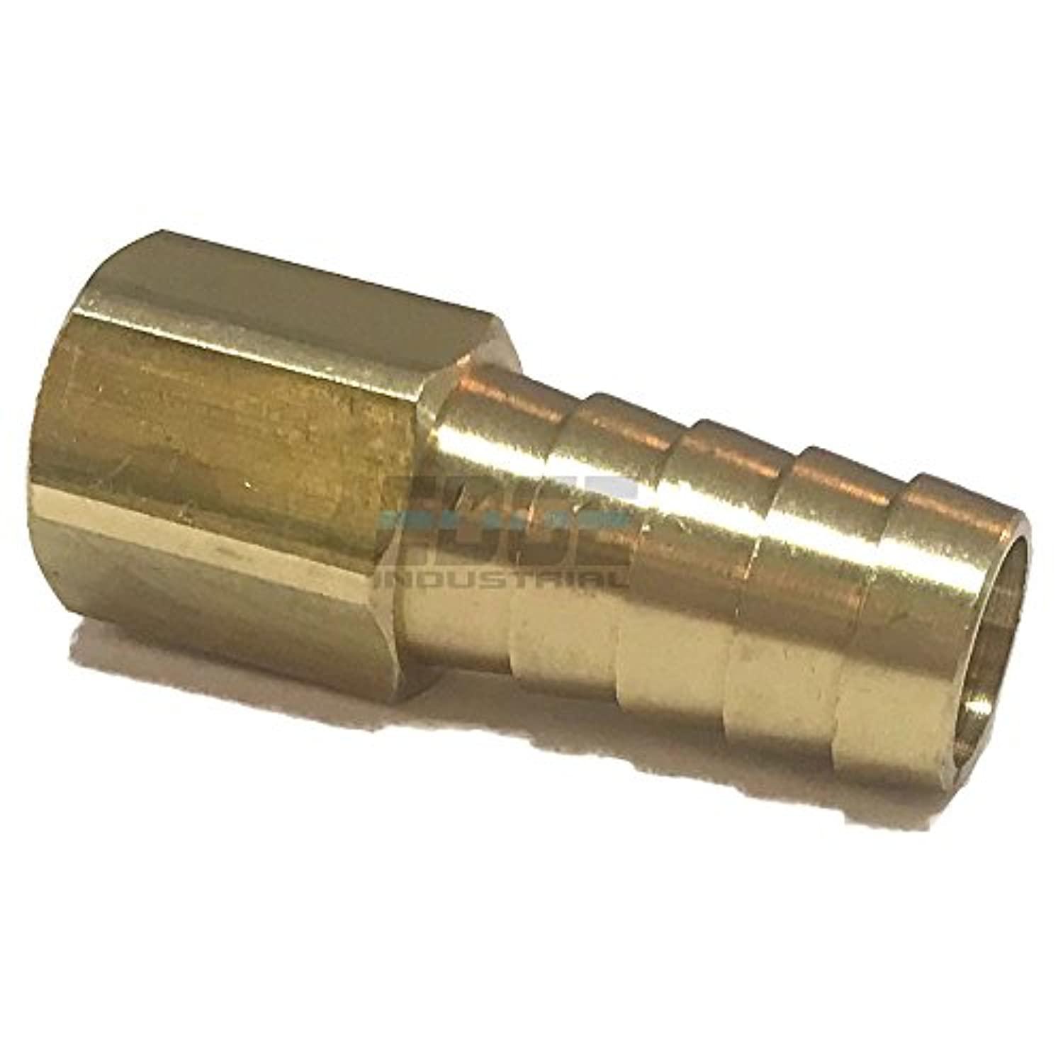 edge industrial 1/2" hose id to 1/4" female npt fnpt straight brass fitting fuel / air / water / oil / gas / wog (qty 01)