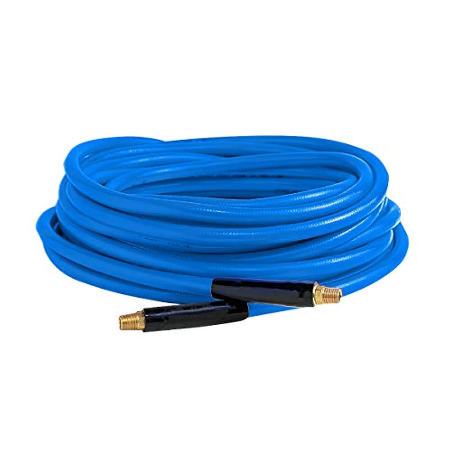 Legacy Manufacturing workforce air hose, 3/8 in. x 25 ft, 1/4 fittings, rubber, blue - hwf3850bl2