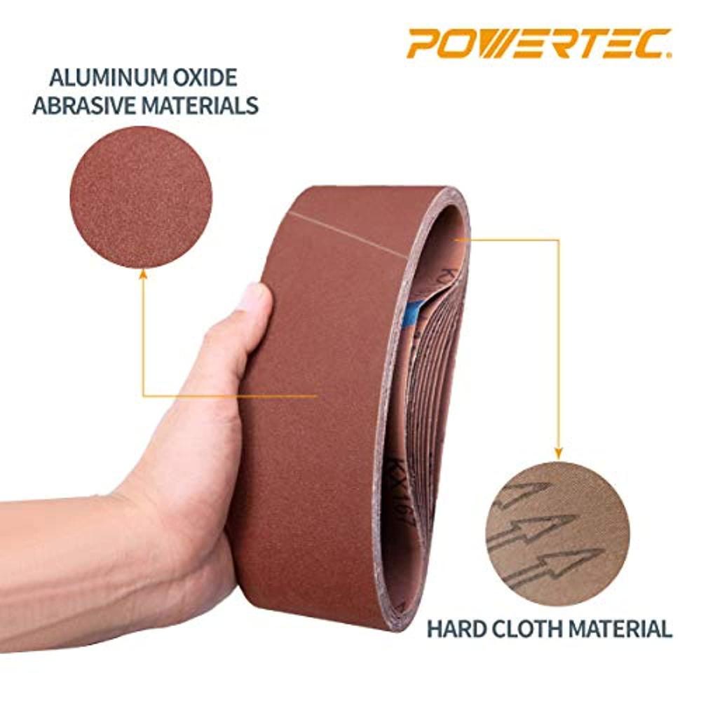 powertec 110980 3 x 21" sanding belts | 400 grit aluminum oxide sanding belt | premium sandpaper for portable belt sander - 1