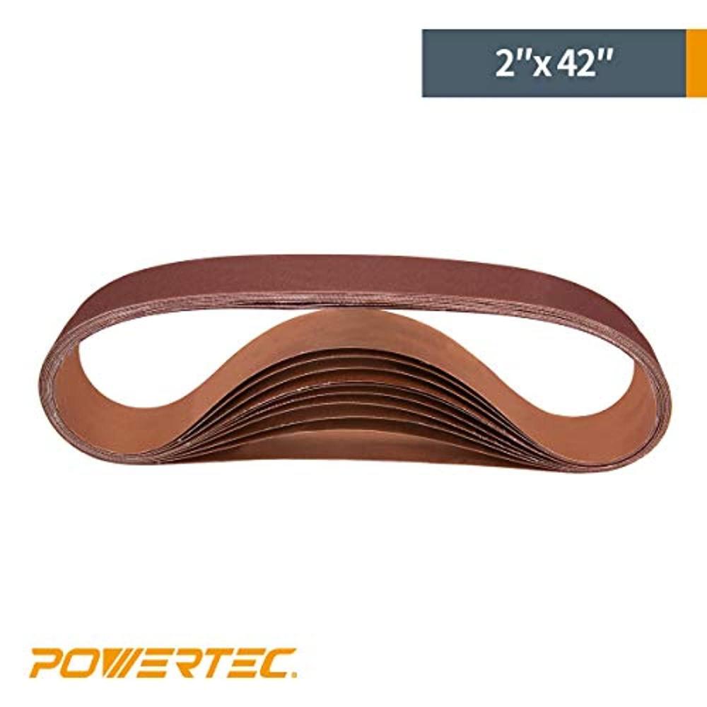 powertec 424208a 2-inch x 42-inch 80 grit aluminum oxide sanding belt, 10-pack
