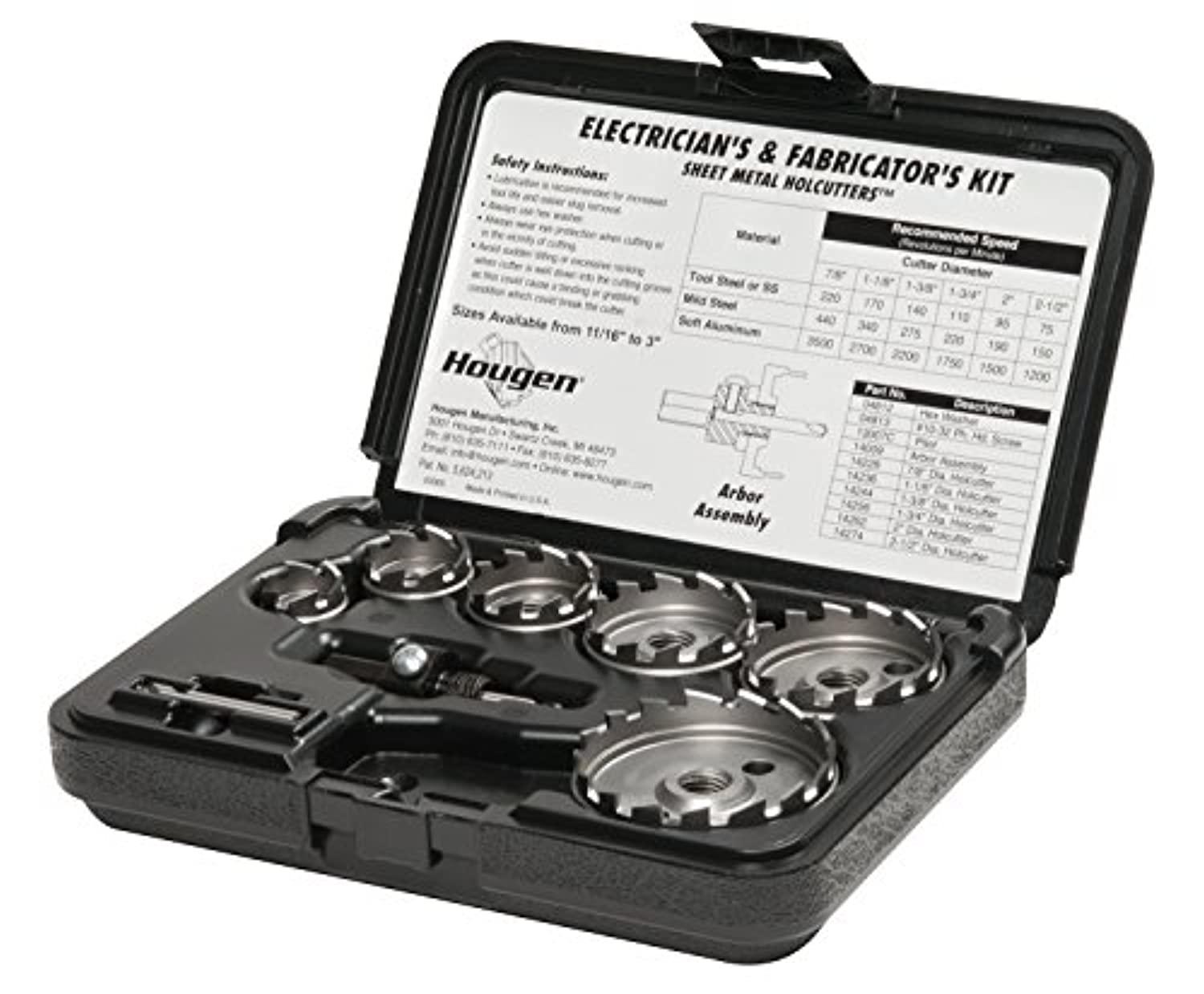 hougen 14005 11 piece electrician and fabricators kit 7/8 to 2-1/2" - 1/8" cutting depth high speed steel for sheet metal hol