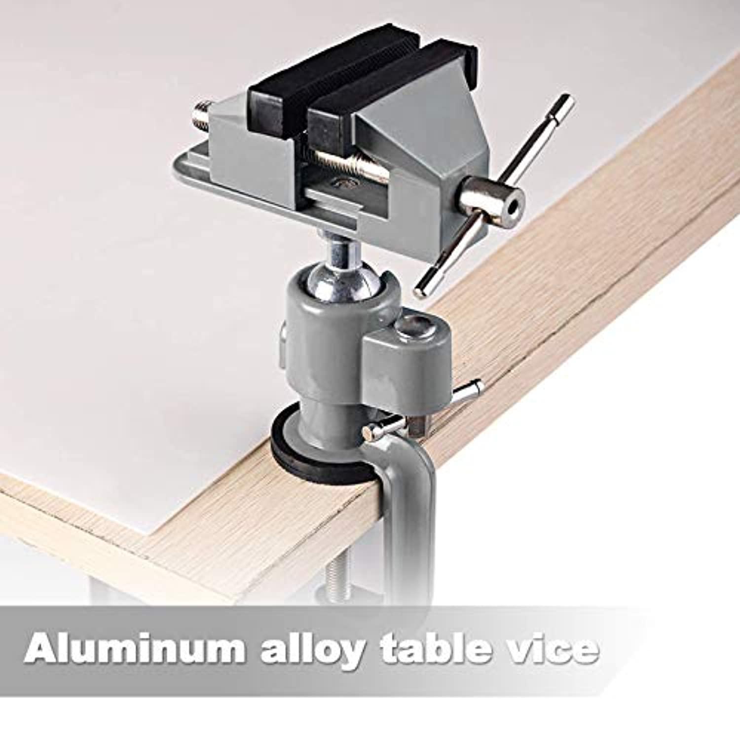 Micro Traders 360universal vice aluminum alloy mini table clamp bench vise 70mm rubber jaws diy craft tool for modelling painting gluing so