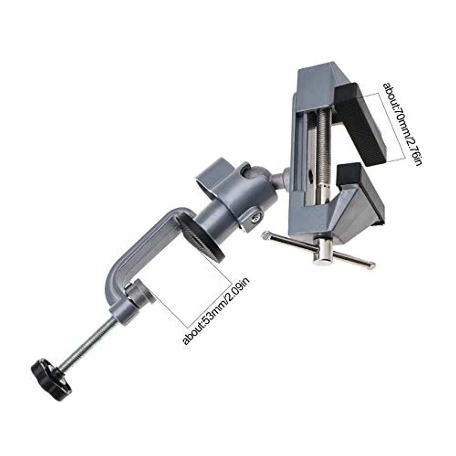 Micro Traders 360universal vice aluminum alloy mini table clamp bench vise 70mm rubber jaws diy craft tool for modelling painting gluing so