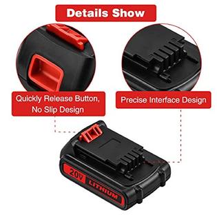 2 Packs 20V Replacement Battery and Charger for Black and Decker 20V Max 3.0Ah,LBXR20 LB20 Lbx20 LBX4020 Extended Run Time Cordless Power Tools