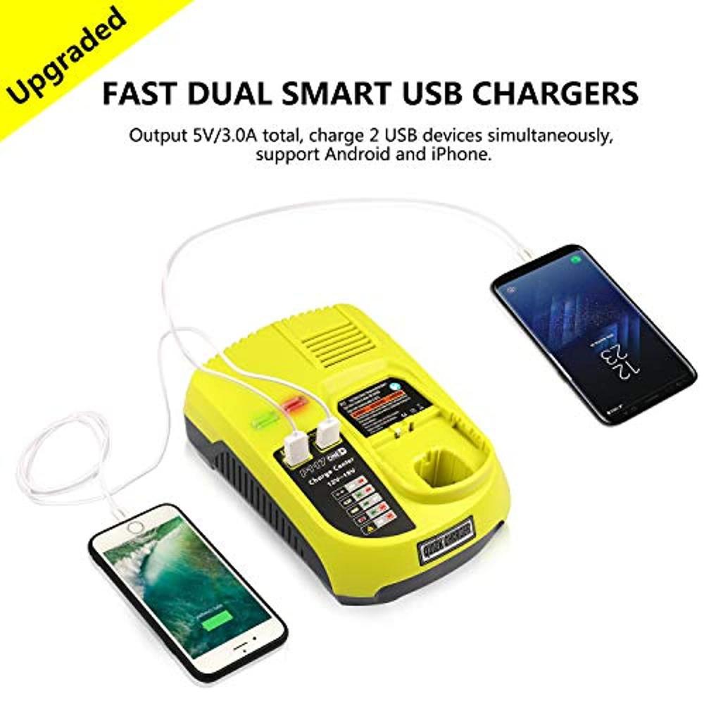 Caricabatterie Dual Port Per Ryobi One+ - 3A, 12V-18V, Per Batterie P102-P108, Con Protezioni - Foto 2