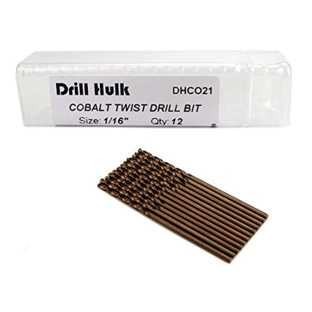 Drill Hulk 1/16-inch cobalt steel m35 jobber length twist drill bits for hard metal, stainless steel, pack of 12