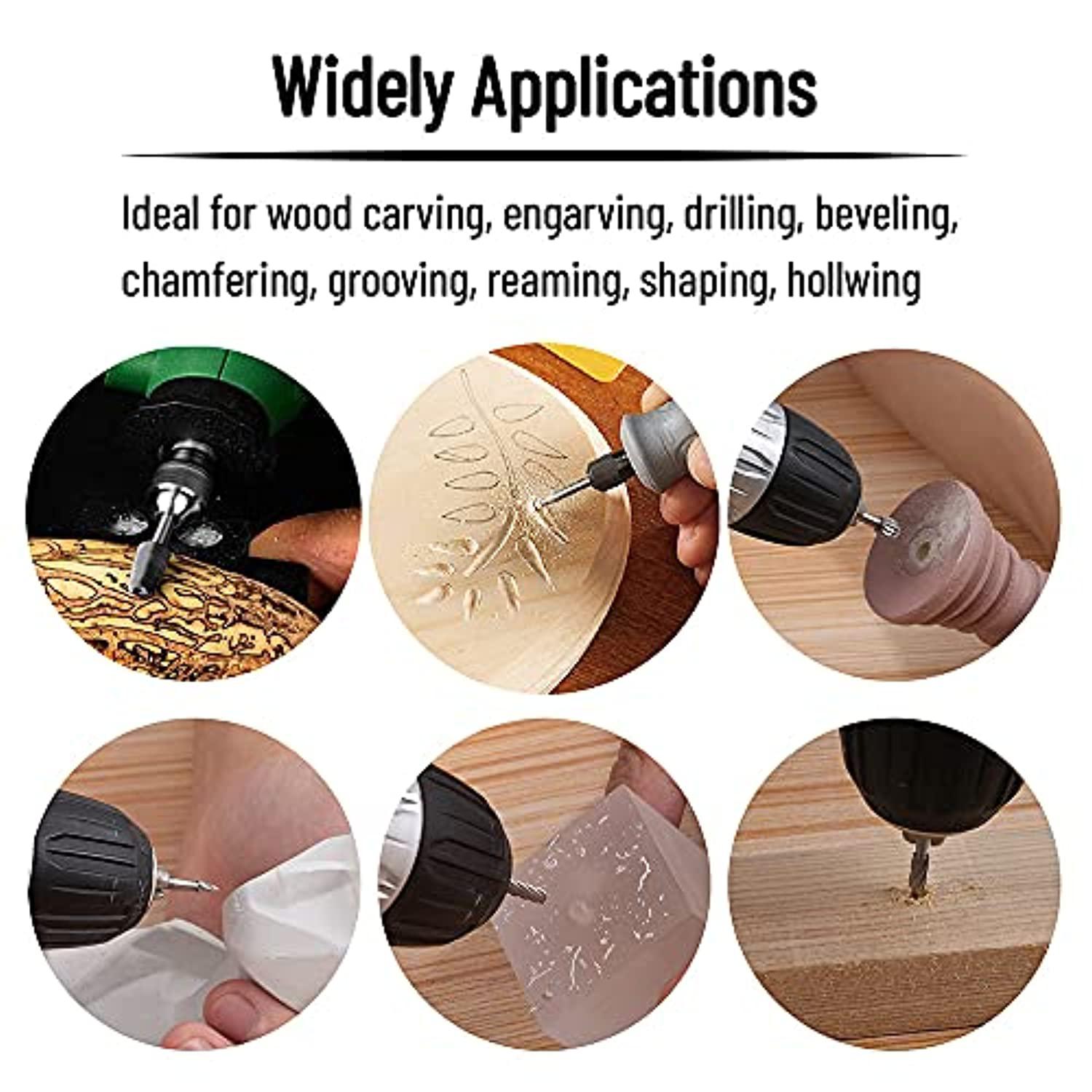 shengbenhao wood carving bit, 20pcs different engraving bit with universal 1/8'' shank rotary tool accessories, premium material, suitabl