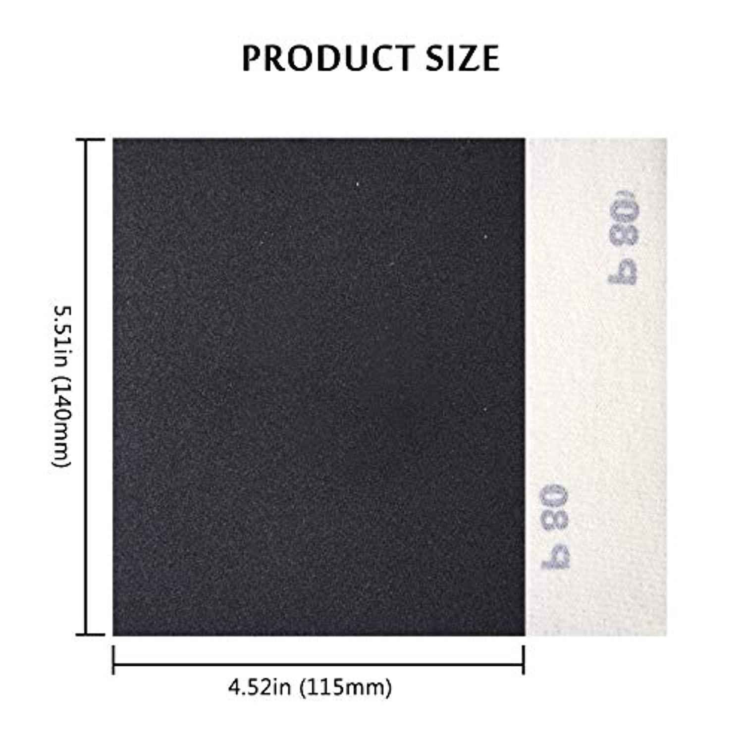 POLIWELL 1/4 sheet sandpaper 80 grit hook & loop or clip on sander sheets high performance waterproof silicon carbide 5.5" x 4.5" sand