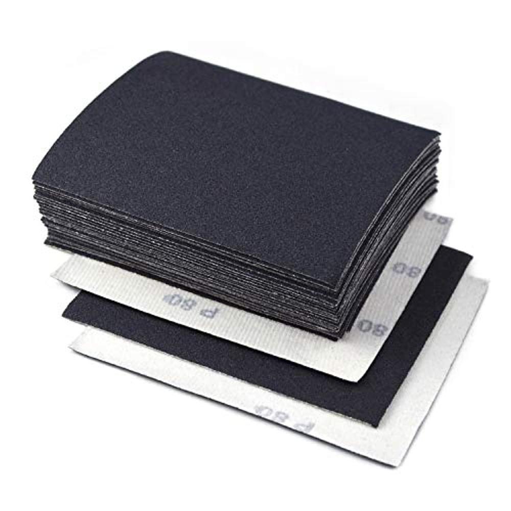POLIWELL 1/4 sheet sandpaper 80 grit hook & loop or clip on sander sheets high performance waterproof silicon carbide 5.5" x 4.5" sand