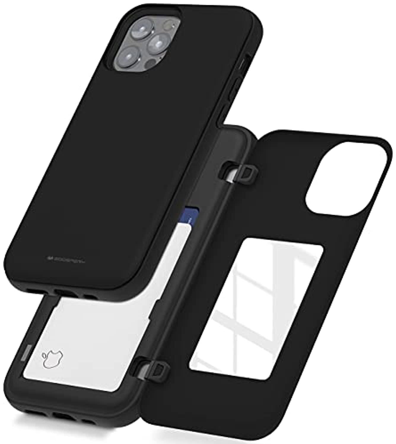 goospery for iphone 12/12 pro (2020) 6.1-inch card holder wallet case, protective dual layer bumper phone back cover with hid