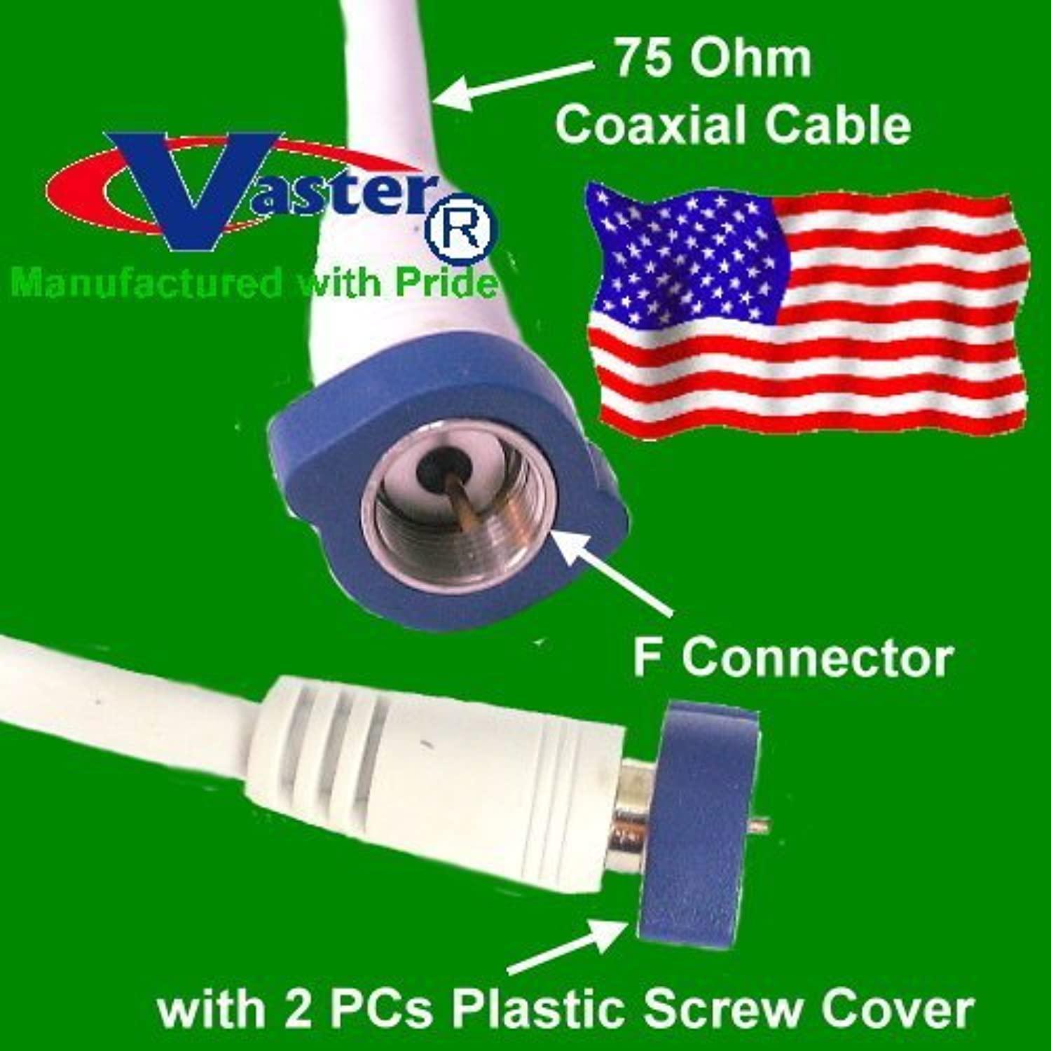 VasterCable superecable - 20778-8 - 35 ft coaxial satellite hdtv tv antenna cable, with screw, for home tv, dvd, vcr