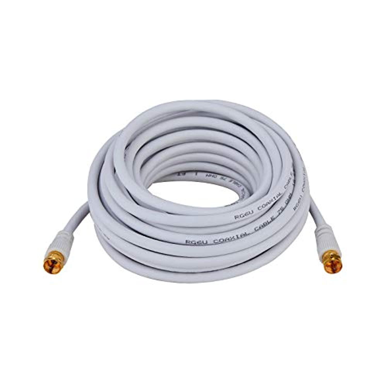 cables direct online 75 feet white rg6 coax cable f pin coaxial tip bnc extension wire for satellite dish cable tv antenna