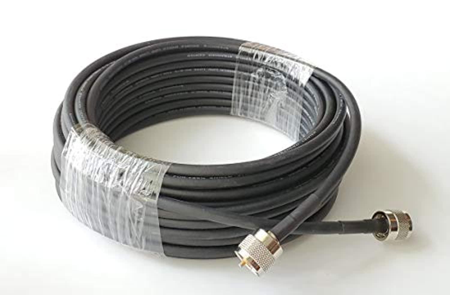 Tram-Browning 100' double shield coaxial cable rg8x assembly jumper black with assembled pl259 connectors. ham, cb and other applications.