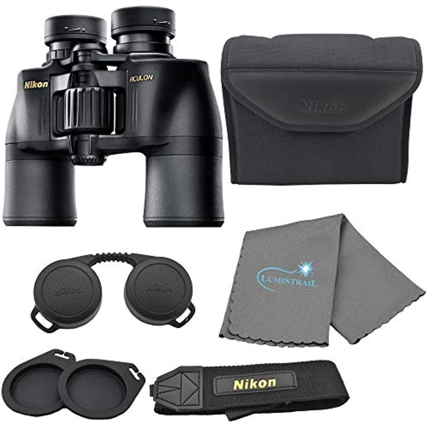 nikon aculon a211 8x42 binoculars black (8245) bundle with a lumintrail cleaning cloth