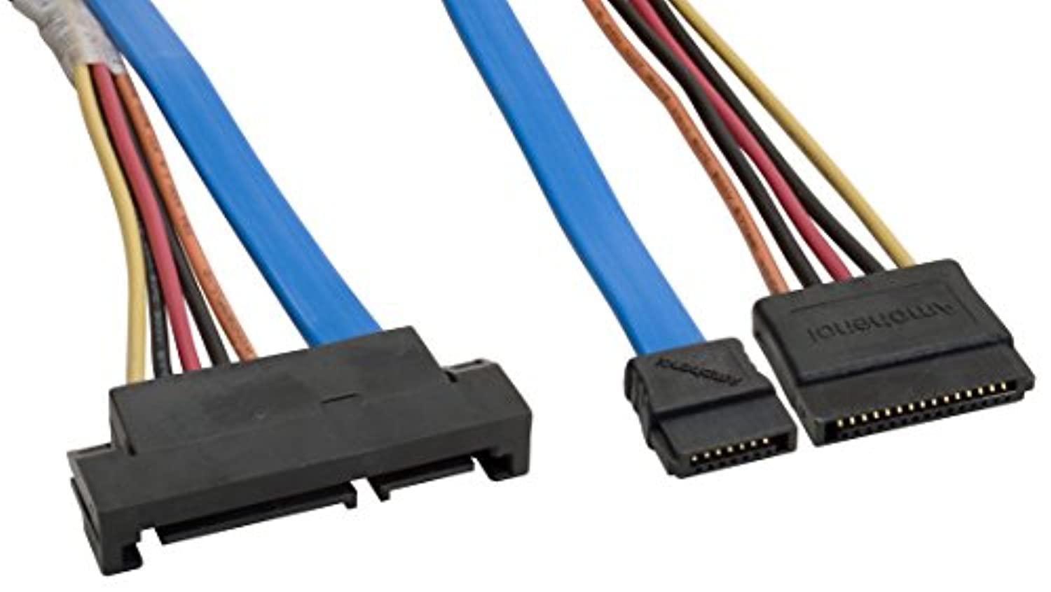 amphenol cs-satdrivex2-001 serial ata sata drive connector extension cable, 1 m, 3.3', blue