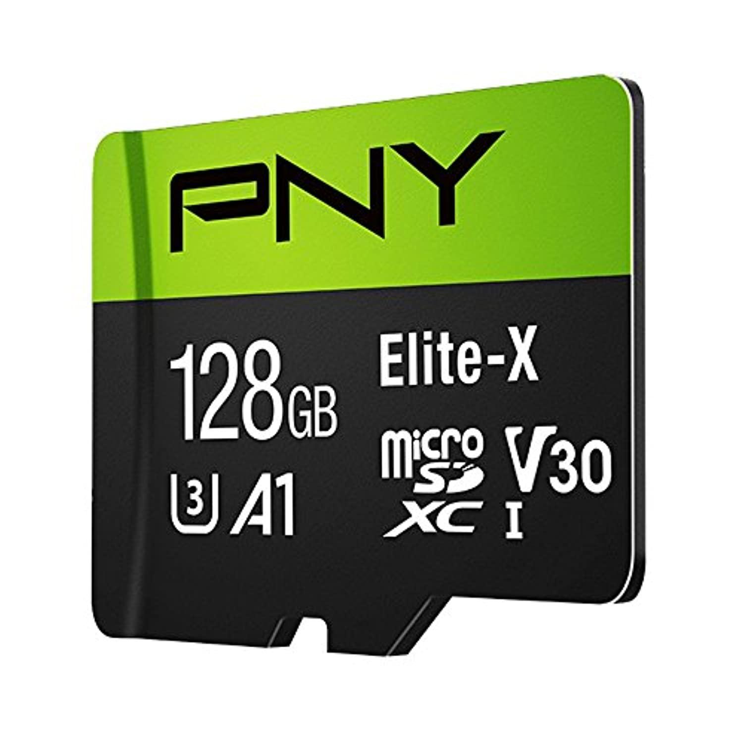 pny elite-x micro sd 128gb, u3, v30, a1, class 10, up to 100mb/s - p-sdu128u3100ex-ge