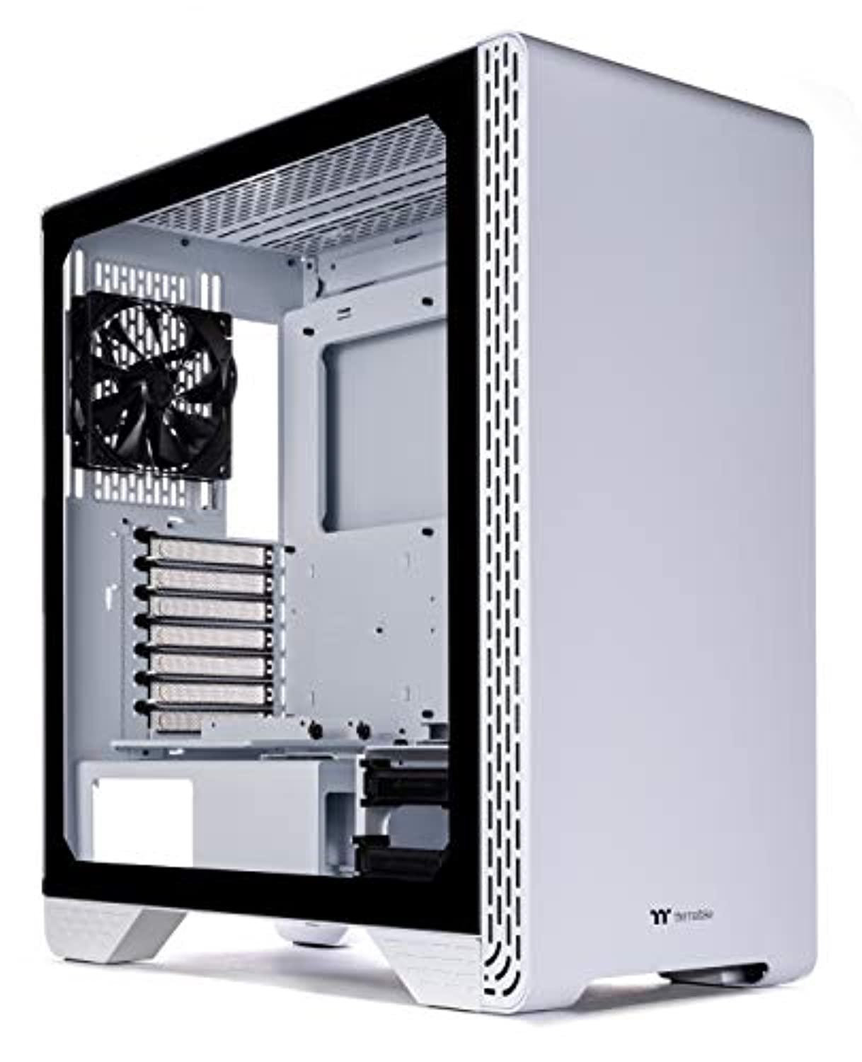 thermaltake s300 tempered glass snow edition atx mid-tower computer case with 120mm rear fan pre-installed ca-1p5-00m6wn-00