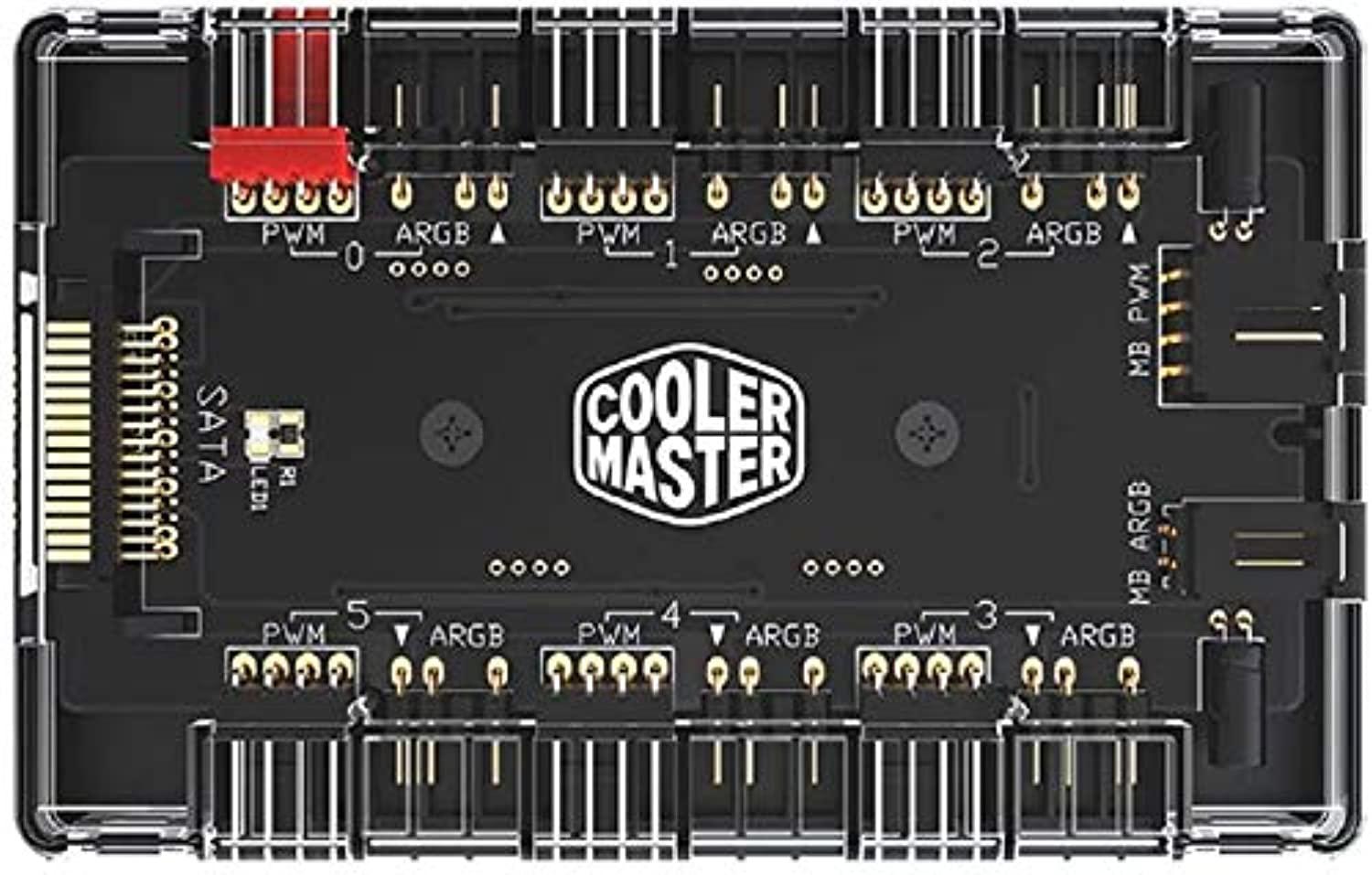 Greneric cooler master pwm hub,6 ports for addressable rgb lighting with pwm,1 to 6 multi way magnetic backplane splitter 5v/3pin rgb 