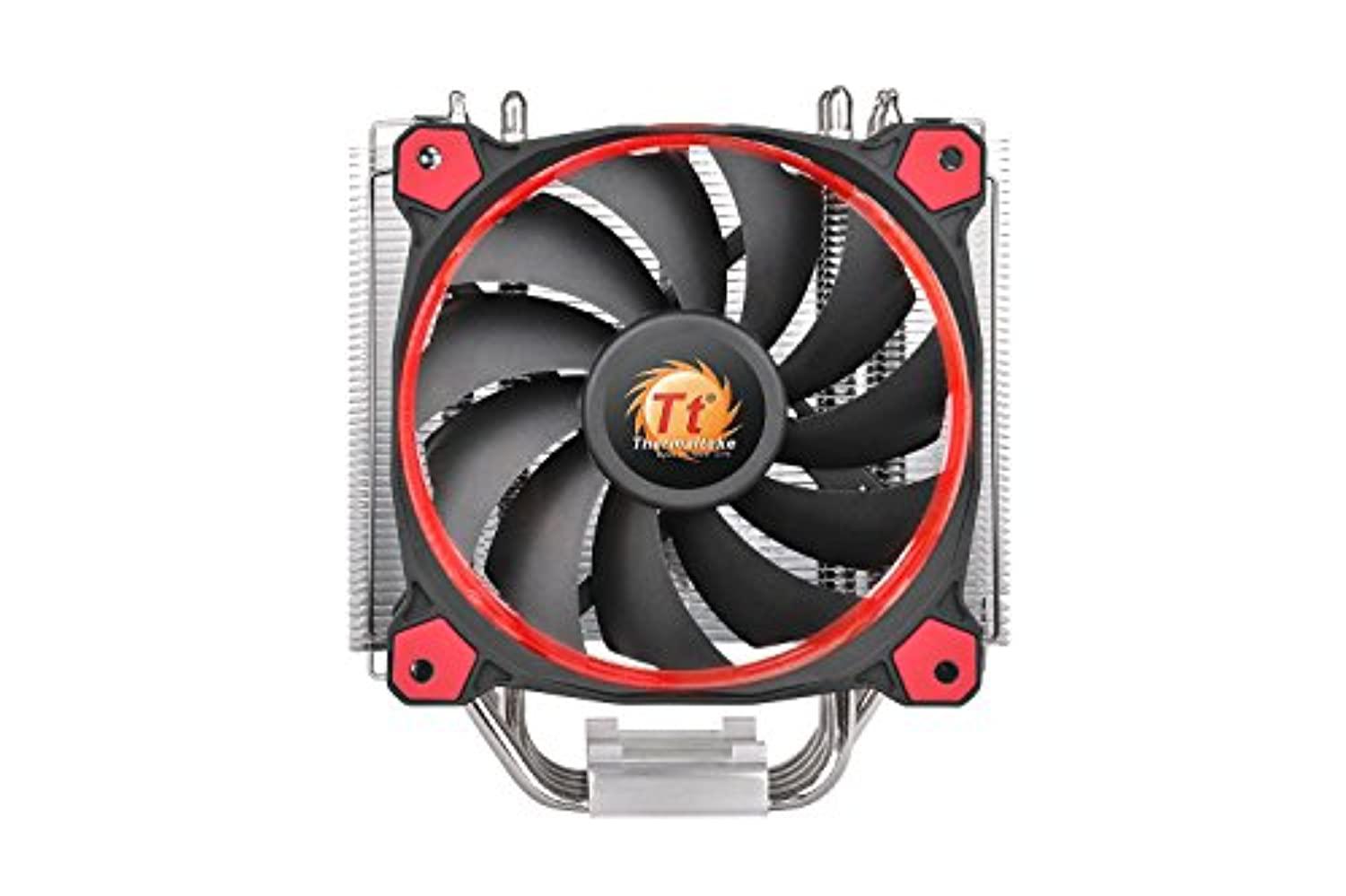 thermaltake riing silent 150w intel/amd 120mm high airflow led fan cpu cooler, red