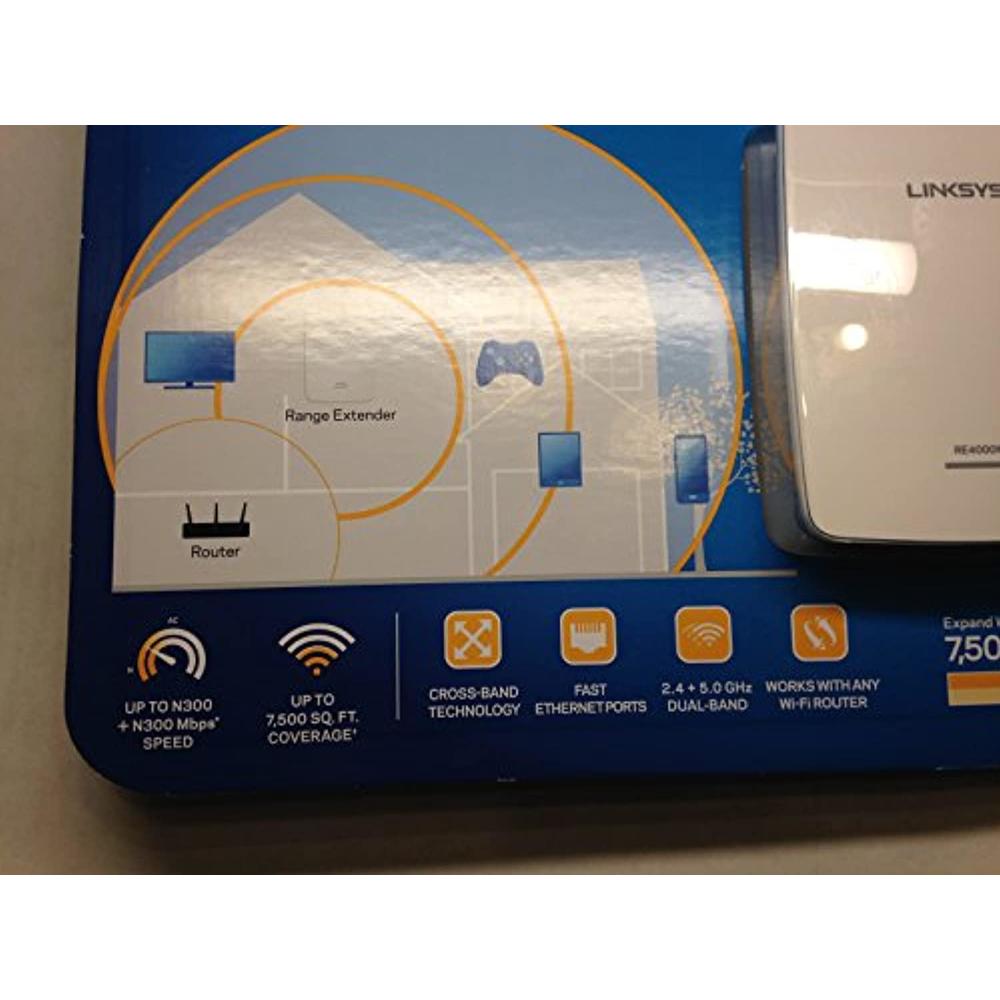 linksys wi-fi range extender pro n600 dual band re4000w white 2-pac