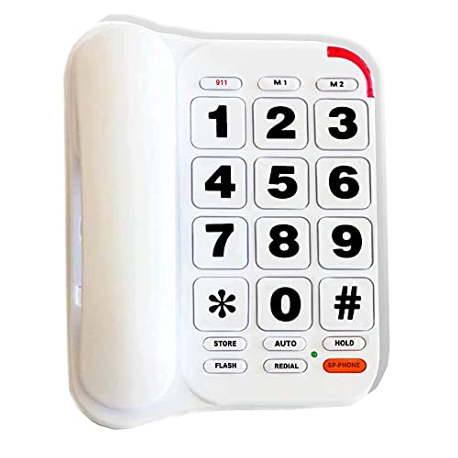 hepester large button phone for seniors, hepester p-46 amplified corded phone with speakerphone for elderly home landline phones wall 