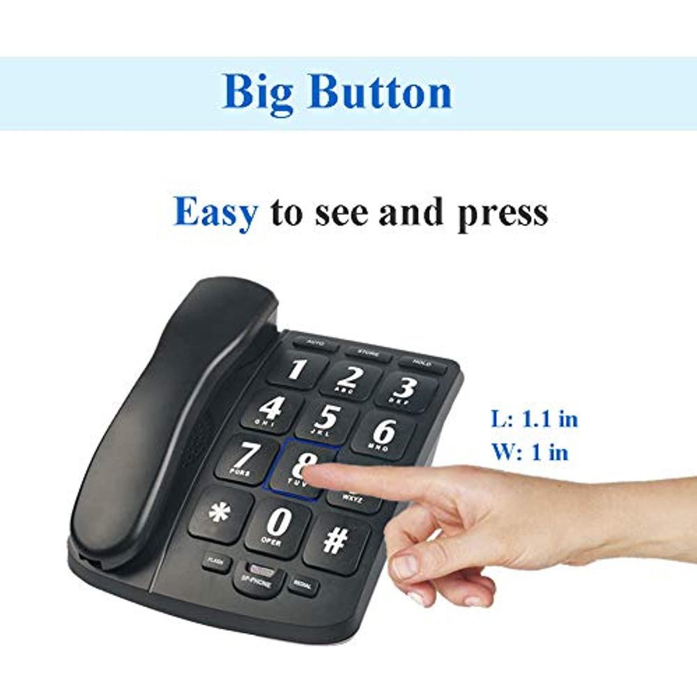 hepester p-02 extra large button corded phone for senior, amplified phone for hearing impaired aid home phone landline for el