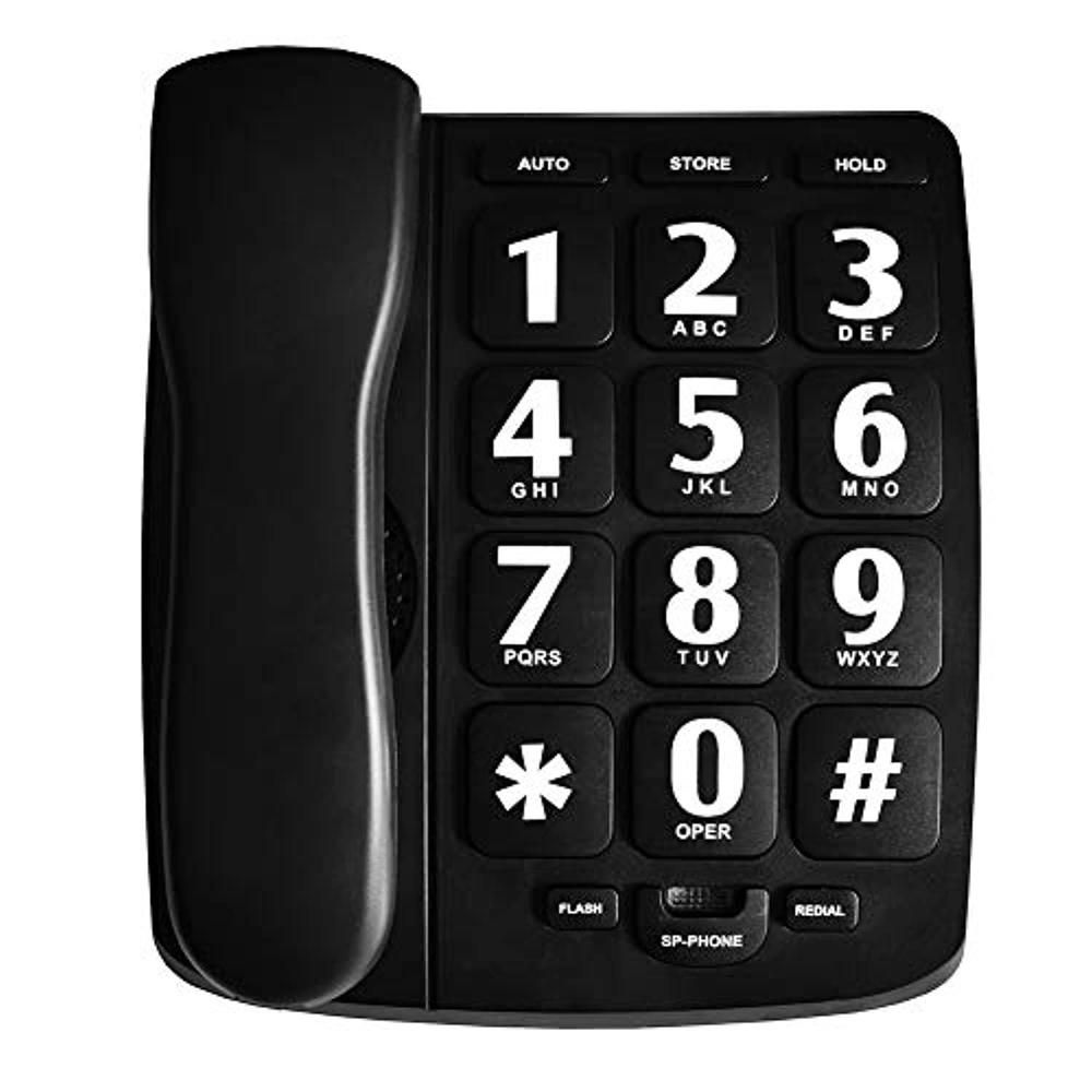 hepester p-02 extra large button corded phone for senior, amplified phone for hearing impaired aid home phone landline for el
