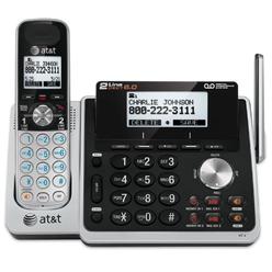 at&t tl88102 dect 6.0 2-line expandable cordless phone with answering system and dual caller id/call waiting, 1 handset, silv