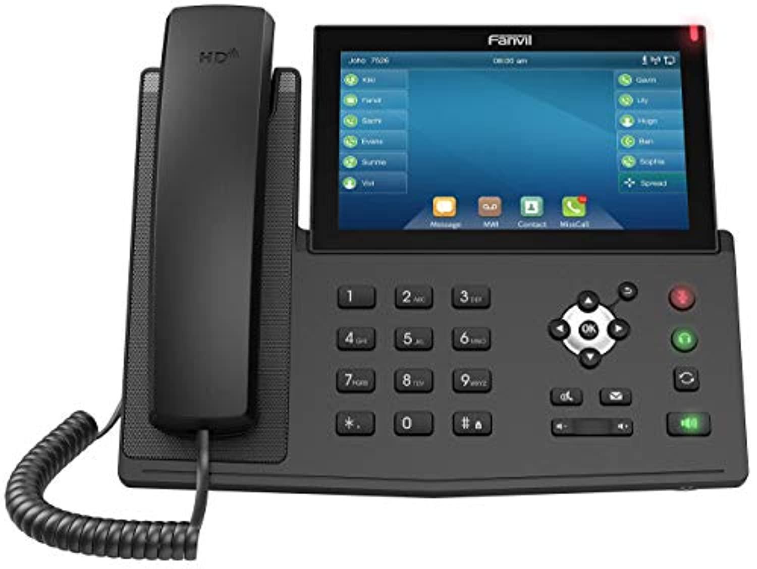 fanvil x7 enterprise voip phone, 7-inch color touch screen, 20 sip lines, power adapter not included (renewed)