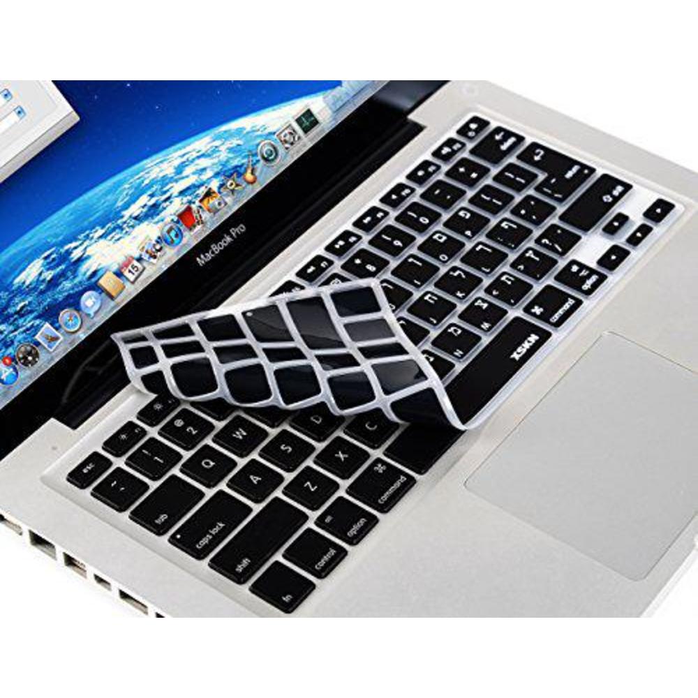 xskn hebrew language keyboard cover silicone skin for macbook air,macbook pro 13 15 17 inch(us and eu version) (black)