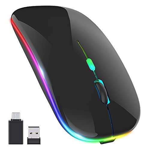 OKIMO ?upgrade?led wireless mouse, slim silent mouse 2.4g portable mobile optical office mouse with usb & type-c receiver, 3 adjust
