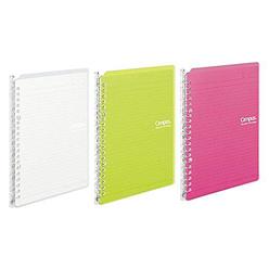 kokuyo campus easy-carry slim binder "smart-ring" a5 20-ring set of 3 (vivid pink, green & clear, a5)