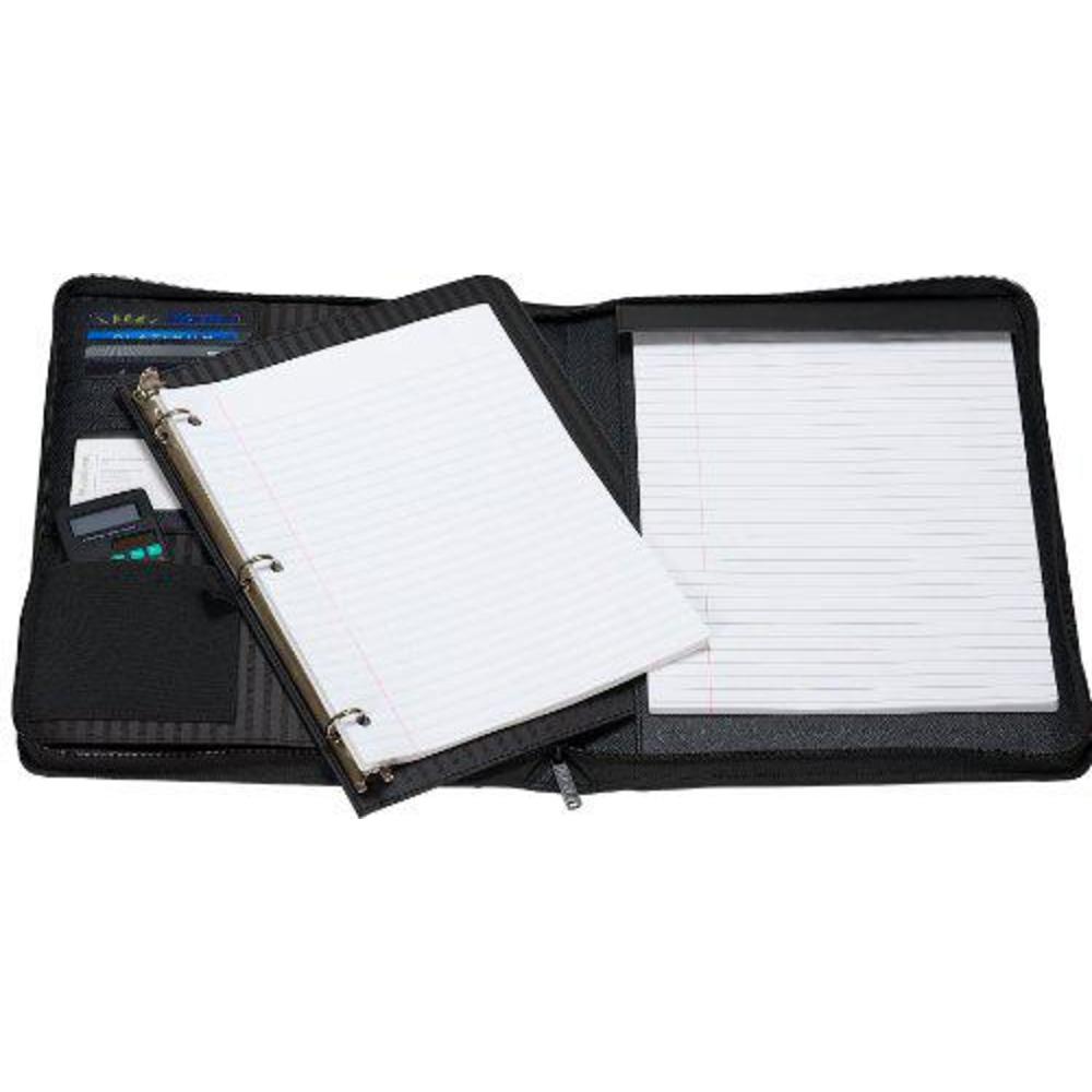 Case It case-it executive zippered padfolio with removable 3-ring binder and letter size writing pad, black